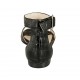 Zapato abierto para mujer con cinturon al tobillo en piel estampada negra tacon 1 - Tallas disponibles:  33, 42, 43, 44