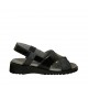 Woman's sandal with velcro straps in black suede and patent leather wedge heel 3 - Available sizes:  33, 34, 43, 44