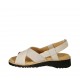 Sandalo da donna con chiusure velcro in camoscio e camoscio stampato beige zeppa 3 - Misure disponibili: 33, 42, 43, 45