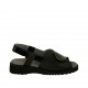 Woman's sandal with velcro straps in black patent leather and leather wedge heel 3 - Available sizes:  34, 42, 43, 44