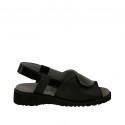 Sandalo da donna con velcro in pelle e vernice nera zeppa 3