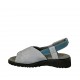 Sandalo da donna con chiusure velcro in pelle azzurra e pelle stampata avio zeppa 3 - Misure disponibili: 33, 34, 42, 43, 45