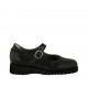 Zapato con cinturon y plantilla extraible para mujer en piel de color negro cuña 3 - Tallas disponibles:  33, 34, 43, 44, 45