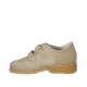 Woman's shoe with velcro straps in beige pierced suede and taupe leather wedge heel 3 - Available sizes:  34, 42, 43, 45