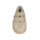 Chaussure pour femmes avec fermeture velcro en daim perforé beige et cuir taupe talon compensé 3 - Pointures disponibles:  34, 42, 43, 45