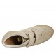 Chaussure pour femmes avec fermeture velcro en daim perforé beige et cuir taupe talon compensé 3 - Pointures disponibles:  34, 42, 43, 45