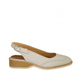 Slingback für Damen aus beigefarbenem Leder Absatz 3 - Verfügbare Größen:  34, 42, 45