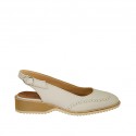 Slingback für Damen aus beigefarbenem Leder Absatz 3
