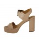 Woman's sandal in nude leather with buckle, platform and heel 9 - Available sizes:  32, 42, 43, 44, 46