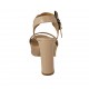 Sandalo da donna in pelle color cipria con fibbia, plateau e tacco 9 - Misure disponibili: 32, 42, 43, 44, 46