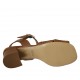 Woman's strap sandal in tan leather and braided leather heel 4 - Available sizes:  32, 33, 34, 42, 45, 46