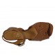 Woman's strap sandal in tan leather and braided leather heel 4 - Available sizes:  32, 33, 34, 42, 45, 46