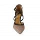 Scarpa aperta da donna con cinturino ed elastico in pelle nera e camoscio rosa tacco 8 - Misure disponibili: 32, 33, 34, 42, 43, 44, 45, 46