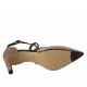 Scarpa aperta da donna con cinturino ed elastico in pelle nera e camoscio rosa tacco 8 - Misure disponibili: 32, 33, 34, 42, 43, 44, 45, 46