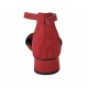 Escarpin ouvert pour femmes avec courroie à la cheville en cuir imprimé et daim rouge talon 3 - Pointures disponibles:  34, 43, 44