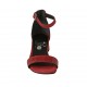 Woman's open shoe with ankle strap in red printed leather and suede heel 3 - Available sizes:  34, 43, 44