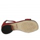 Escarpin ouvert pour femmes avec courroie à la cheville en cuir imprimé et daim rouge talon 3 - Pointures disponibles:  34, 43, 44
