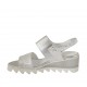 Sandale pour femmes avec elastiques en daim blanc imprimé argent talon compensé 5 - Pointures disponibles:  32, 34, 42, 43, 45