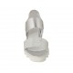 Woman's sandal with elastic bands in silver printed white suede wedge heel 5 - Available sizes:  32, 34, 42, 43, 45