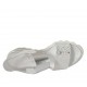 Sandalia para mujer con elasticos en gamuza blanca estampada plateada cuña 5 - Tallas disponibles:  32, 34, 42, 43, 45