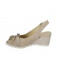 Sandalo da donna con fiocco in camoscio beige e stampato bianco zeppa 6 - Misure disponibili: 42, 43, 44, 45