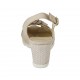Woman's sandal with bow in beige and white printed suede wedge heel 6 - Available sizes:  42, 43, 44, 45