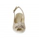 Woman's sandal with bow in beige and white printed suede wedge heel 6 - Available sizes:  42, 43, 44, 45