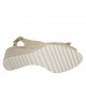Woman's sandal with bow in beige and white printed suede wedge heel 6 - Available sizes:  42, 43, 44, 45