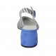 Zapato destalonado para mujer en gamuza azul aciano y a rayas brillante blancas y negras tacon 5 - Tallas disponibles:  32, 33, 34, 42, 43