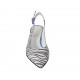 Zapato destalonado para mujer en gamuza azul aciano y a rayas brillante blancas y negras tacon 5 - Tallas disponibles:  32, 33, 34, 42, 43
