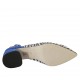 Zapato destalonado para mujer en gamuza azul aciano y a rayas brillante blancas y negras tacon 5 - Tallas disponibles:  32, 33, 34, 42, 43
