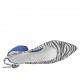 Slingback für Damen aus kornblumenblauem und schwarzweißgestreiftem glitzerndem Wildleder Absatz 5 - Verfügbare Größen:  32, 33, 34, 42, 43