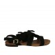 Sandalo da donna con cinturino e fiore in camoscio nero tacco 1 - Misure disponibili: 42, 43, 46