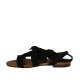 Sandalo da donna con cinturino e fiore in camoscio nero tacco 1 - Misure disponibili: 42, 43, 46