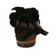 Sandalia con cinturon y flor para mujer en gamuza negra tacon 1 - Tallas disponibles:  43