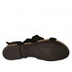 Sandalo da donna con cinturino e fiore in camoscio nero tacco 1 - Misure disponibili: 42, 43, 46
