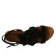 Sandalo da donna con cinturino e fiore in camoscio nero tacco 1 - Misure disponibili: 42, 43, 46