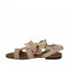 Sandalo da donna con cinturino e fiore in camoscio beige tacco 1 - Misure disponibili: 42, 43, 44, 45, 46