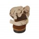 Sandalo da donna con cinturino e fiore in camoscio beige tacco 1 - Misure disponibili: 42, 43, 44, 45, 46
