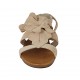 Sandalo da donna con cinturino e fiore in camoscio beige tacco 1 - Misure disponibili: 42, 43, 44, 45, 46