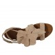 Sandalo da donna con cinturino e fiore in camoscio beige tacco 1 - Misure disponibili: 42, 43, 44, 45, 46