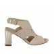 Sandalo da donna in camoscio e camoscio stampato glitterato rosa cipria tacco 7 - Misure disponibili: 34, 42, 43, 44