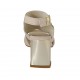 Sandalo da donna in camoscio e camoscio stampato glitterato rosa cipria tacco 7 - Misure disponibili: 34, 42, 43, 44