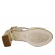 Sandalia para mujer en gamuza y gamuza imprimida brillante rosa polvo tacon 7 - Tallas disponibles:  34, 42, 43, 44