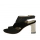 Woman's sandal in black suede and glittered printed suede heel 7 - Available sizes:  32, 33, 34, 42, 43, 46