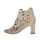 Zapato abierto para mujer con cremallera en gamuza perforada imprimida brillante rosa polvo tacon 7 - Tallas disponibles:  43, 46
