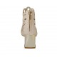 Woman's open shoe with zipper in powder rose pierced glittered printed suede heel 7 - Available sizes:  43, 46