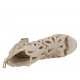 Zapato abierto para mujer con cremallera en gamuza perforada imprimida brillante rosa polvo tacon 7 - Tallas disponibles:  43, 46