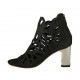 Scarpa aperta da donna con cerniera in camoscio forato stampato glitterato nero tacco 7 - Misure disponibili: 32, 33, 34, 43, 44, 45, 46
