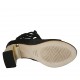Zapato abierto para mujer con cremallera en gamuza perforada imprimida brillante negra tacon 7 - Tallas disponibles:  33, 34, 43, 46
